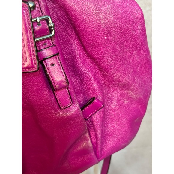 Coach Madison Lindsey Satchel Magenta Pink Leather Handbag 21222 - Picture 4 of 8